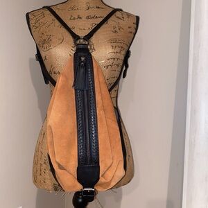 Free people suede sling backpack purse